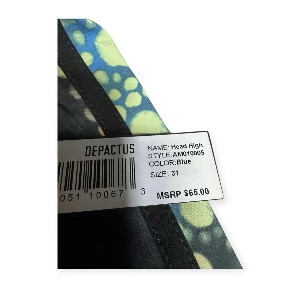 Depactus Head High Board Shorts Size 31 Blue Dark Gray Stretch‎ Beach BNWT